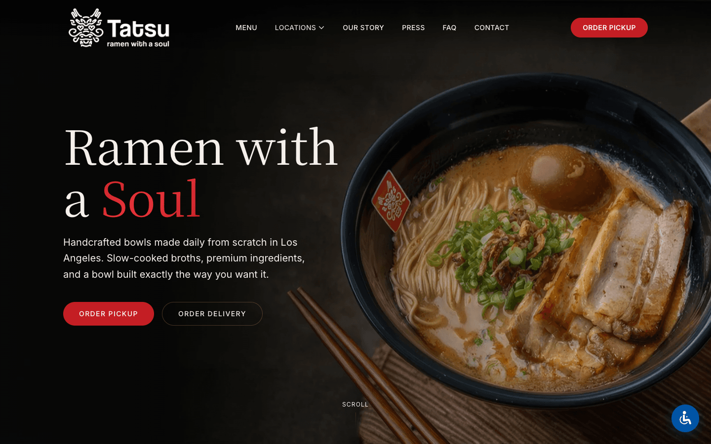 Tatsu Ramen website preview